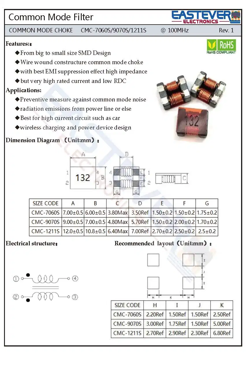 CMC-7060s/9070s/1211s Common Mode Choke Inductor Filter Common Mode Noise Radiation Emissions From Power Line or Else Best for High Current Circuit